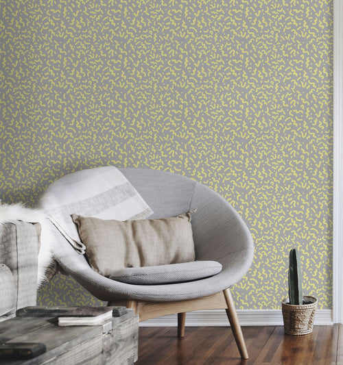 Walls4You behang figuratief motief grijs en geel - 53 cm x 10 m - 640143