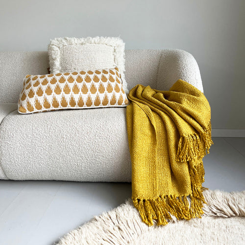 Malagoon plaid Curry - geel - 125x150cm