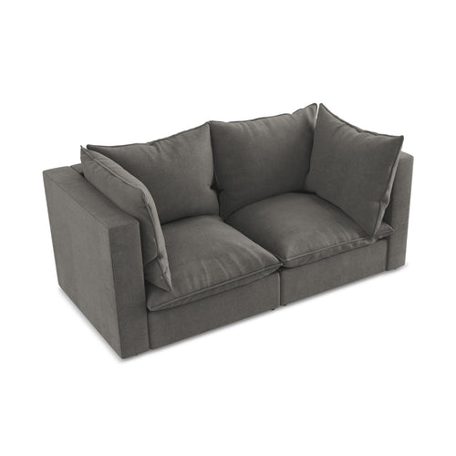 LaMiaSofa Tweezits modulaire bank Ravenna - textuurstof - donkergrijs - 180x90x77
