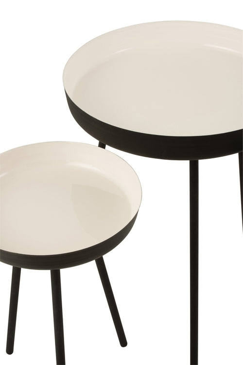 J-Line bijzettafel - metaal - zwart/wit - set van 3