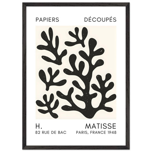 Artfulprints Poster met Lijst Matisse – Coral shadows black   - 50x70 cm - Zwart
