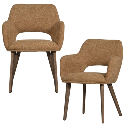 WOOOD eetkamerstoelen houten bruinen poot Murat - Geel - Set van 2 - vtwonen shop