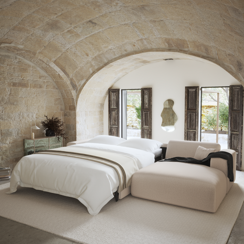 Sia Home - Rechte hoekbanken MYRA - Geweven stof - Beige - 280cm