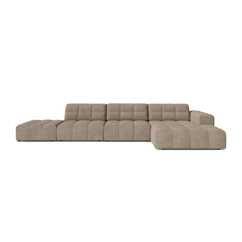Cosmopolitan Design - Rechter hoekbank Chicago 5-zits, chenille donkerbeige - 167x348x78cm