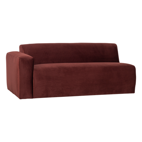 WOOOD 2-zits bank arm links Mojo Base - Velvet - Kast.bruin - 74x185x97