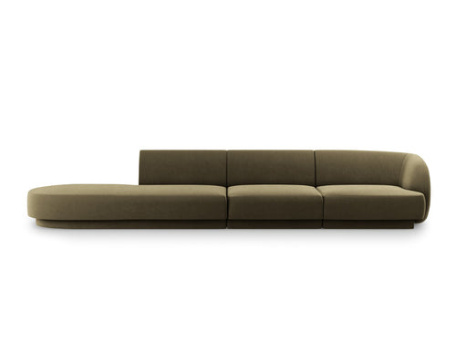 Micadoni linker bank Miley 4-zits, flueel, groente - 90x323x70cm