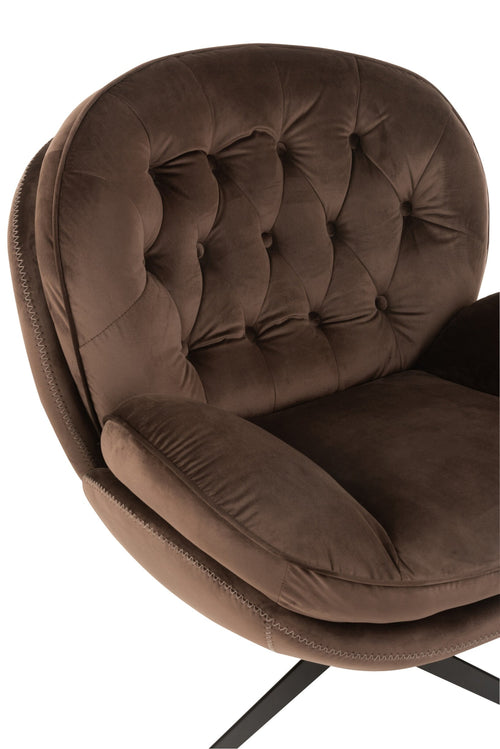 J-Line zetel Relax + voetbank - metaal/textiel - donkerbruin