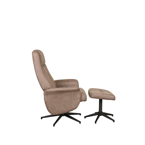 LABEL51 Relaxfauteuil Bergen - Taupe - Draaibaar - Incl. Hocker