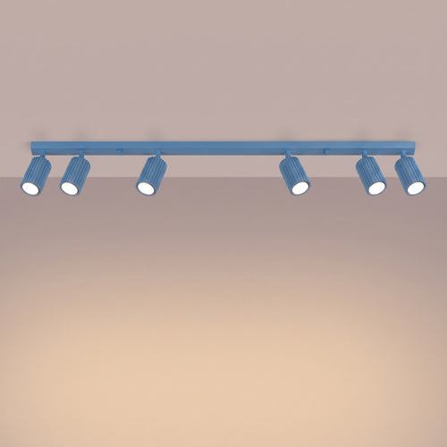 Sollux Lighting Plafondlamp KARBON 6L lichtblauw - 117x6,5x16,5cm
