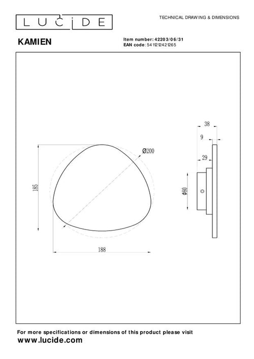 Lucide wandlamp KAMIEN - Geïntegreerde LED - Wit - vtwonen shop