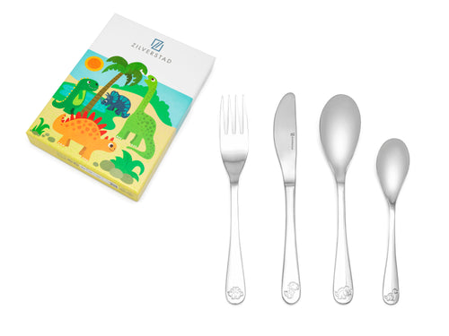 Zilverstad - Kindercouvert Dino's - 4 delig - RVS - vtwonen shop