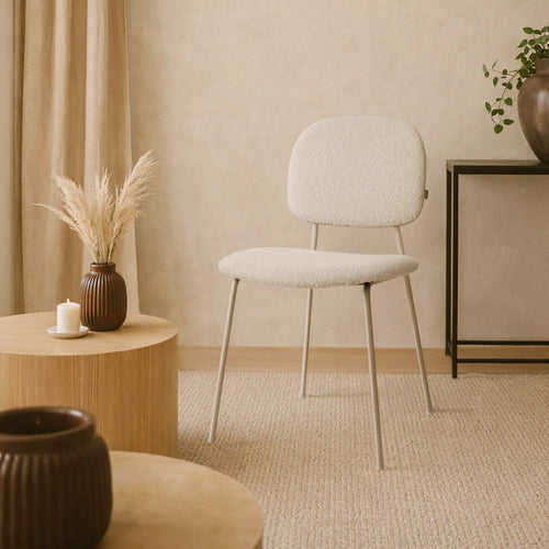 Nolon Jasmijn Eetkamerstoel Bouclé Beige - Grijsbeige