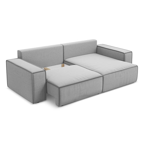 LaMiaSofa hoekbank rechts Livorno - velours - grijs - 257x148x82