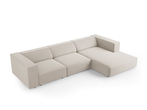 Cosmopolitan Design rechter hoekbank Arendal 4-zits, flueel, ecru - 166x284x70cm