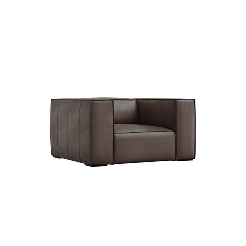 Cosmopolitan Design - Fauteuil Turin echt leer grijs bruin - 95x113x68cm