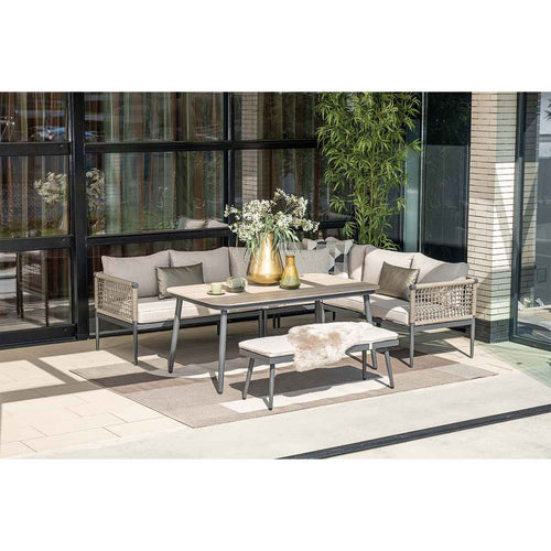 Garden Impressions lounge dining set Burela taupe - 6-delig - links