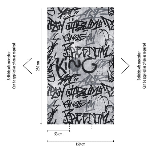 One Wall one Role fotobehang graffiti grijs en zwart - 159 x 280 cm - AS-382511 - vtwonen shop