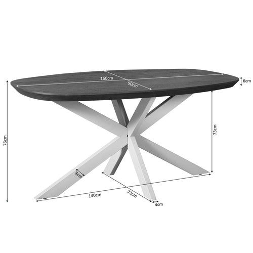 StarFurn Eettafel Madison - Deens Ovaal Bruin/Zwart - 160x90x76cm - vtwonen shop