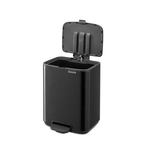 Brabantia Bo Pedaalemmer, 7 liter, stil sluitend, kunststof binnenemmer - Matt Black
