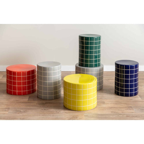 Leitmotiv bijzettafel Retro Tiles Low - rood - Ø42cm