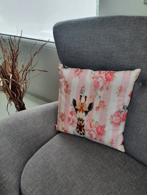 Furnilux Set van 2 Sierkussens-45x45 cm -Giraf - Roze
