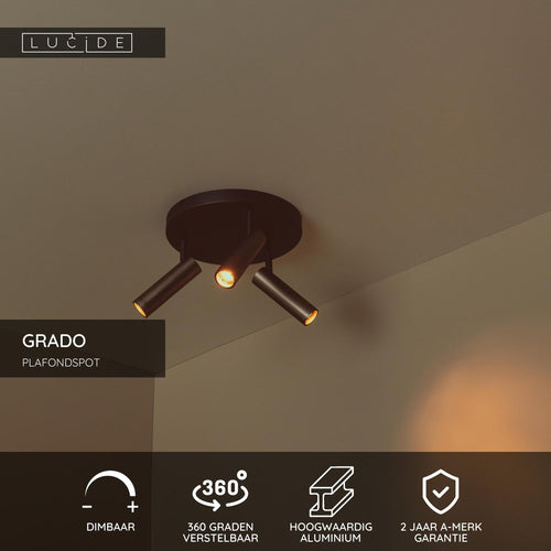 Lucide plafondspot GRADO - 3xGU10 (MR11) - Grijs ijzer
