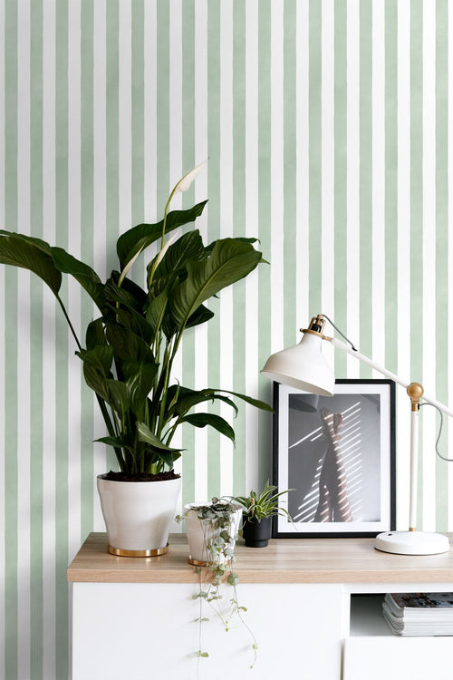 ESTAhome behang strepen groen en wit - 53 cm x 10.05 m - 131303