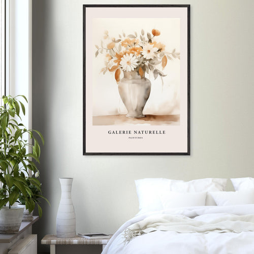 Artfulprints Poster met Lijst Bloemen in vaas 2   - 50x70 cm - Taupe
