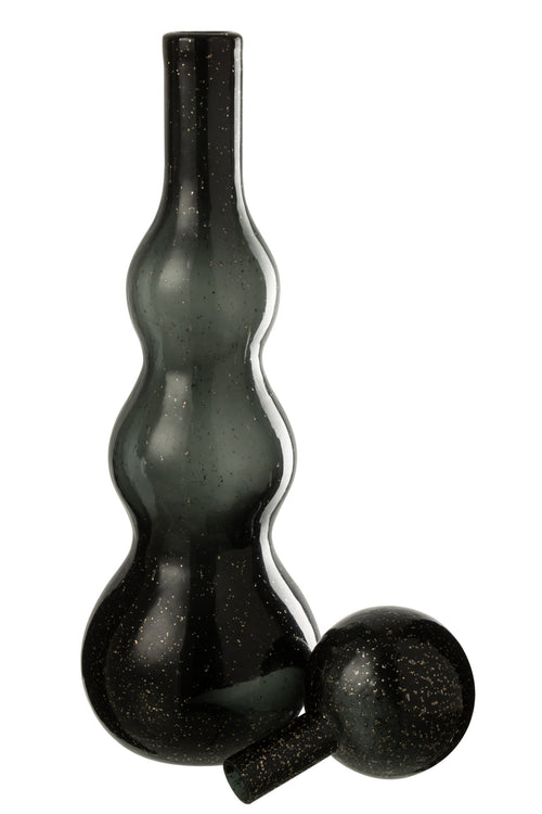 J-Line decoratoe Fles + Stop Carol - glas - zwart - large