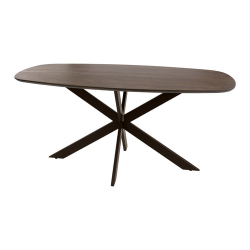 Giga Meubel Eettafel Arhus Solid - Deens Ovaal Bruin Hout - 180x95x77cm