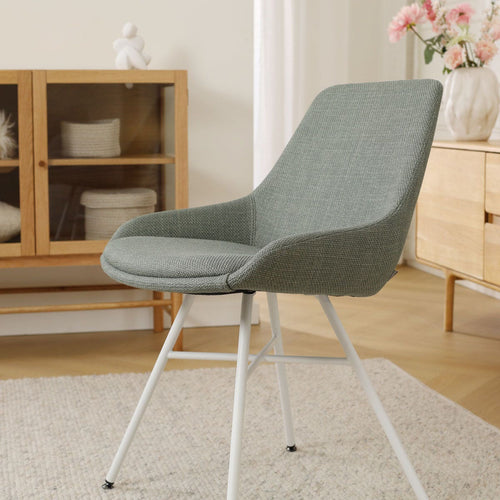 Nolon Noa-Isa Eetkamerstoel Saliegroen - Stof - Wit Onderstel - vtwonen shop
