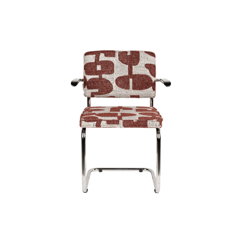 Zuiver Ridge Deco Symbols Eetkamerstoelen Armleuning Rood - Set van 2