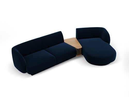 Micadoni Rechte modulaire bank Miley 3-zits, flueel, koningsblauw - 178x303x70cm