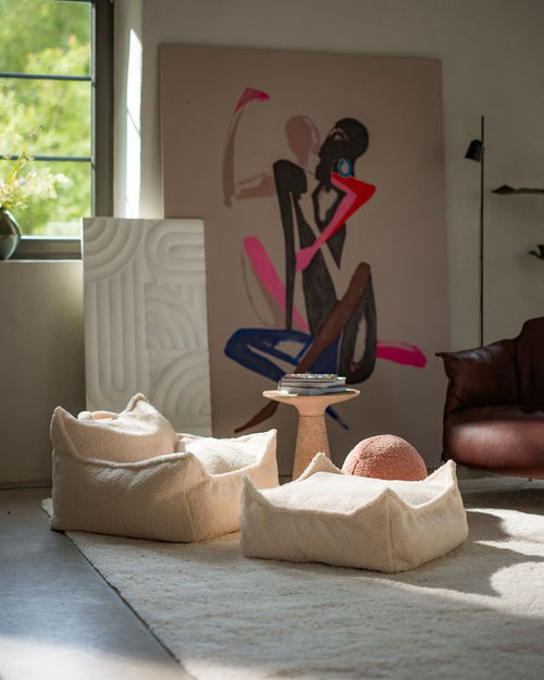 Wigiwama Vierkante Poef - Crème - vtwonen shop