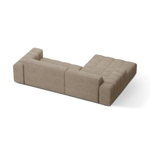Cosmopolitan Design - Linker hoekbank Chicago 3-zits, chenille donkerbeige - 167x234x78cm