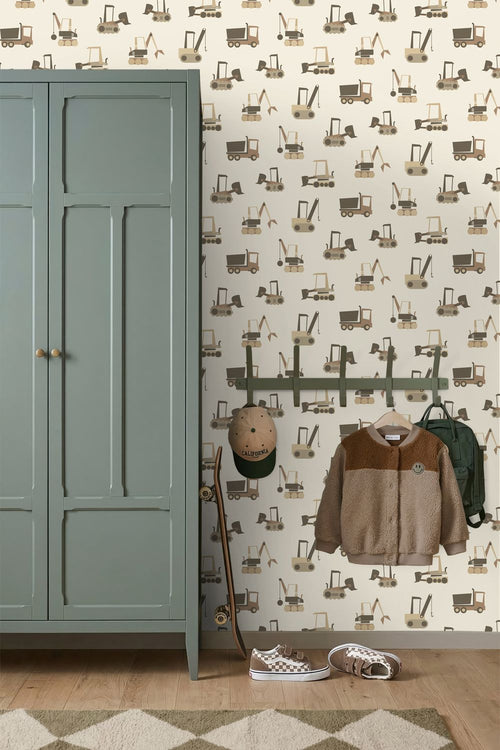 ESTAhome behang voertuigen beige en bruin - 50 x 900 cm - 132245