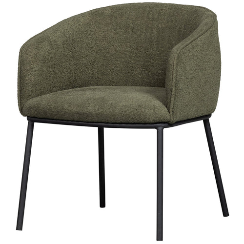 WOOOD eetkamerstoelen Leon - Bouclé - Bosgroen - Set van 6