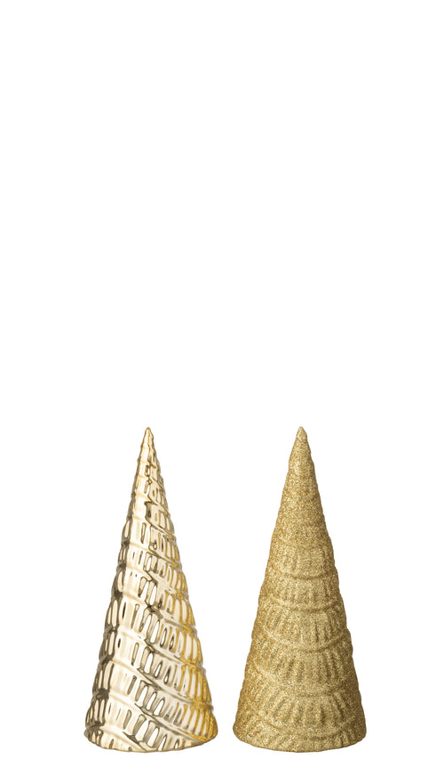 J-Line decoratie kerstboom - kunststof - goud - 2 stuks - vtwonen shop