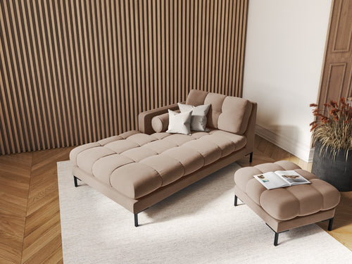 Cosmopolitan Design linker meridiaan Bali flueel, beige - 185x102x75cm