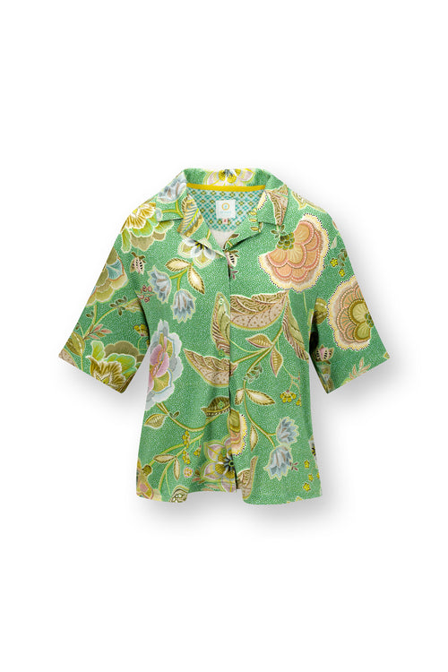 Pip Studio - Flora Pyjama Shirt - Dames - Matata - Groen - XXL - vtwonen shop