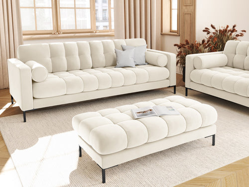 Cosmopolitan Design Bank Bali 4-zits, flueel, lichtbeige - 96x217x75cm