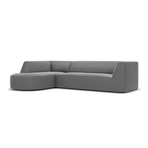 Cosmopolitan Design - Modulaire hoekbank links Siena 4-zits, flueel grijs - 180x273x69cm