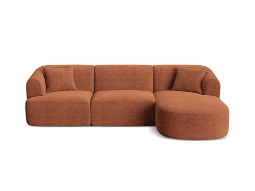 Cosmopolitan Design Modulaire hoekbank rechts Campi 4-zits, ribfluwelen terracotta - 156x256x70cm