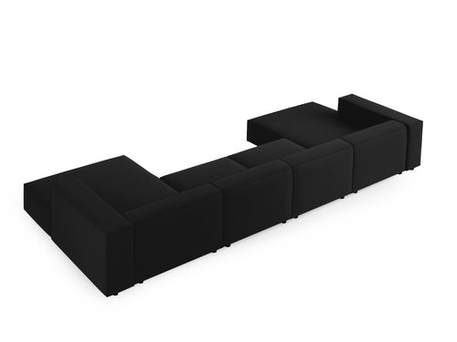 Cosmopolitan Design Panoramische bank Arendal 6-zits, flueel, zwart - 166x364x70cm