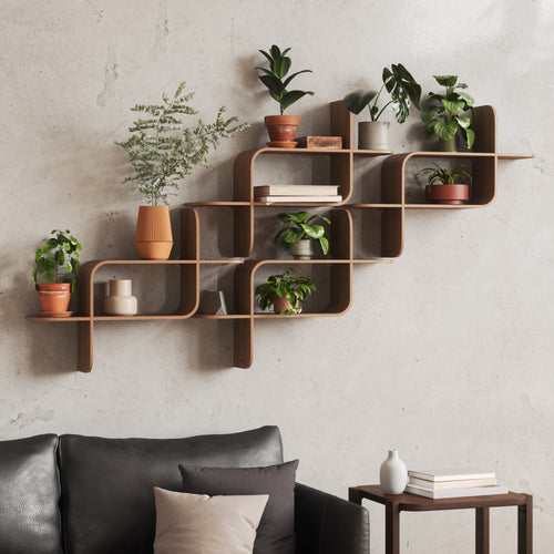 Umbra wandplank Montage - 64 x 48 x 16 cm - Licht walnoot