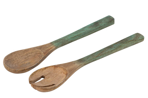 J-Line saladebestek - hout - donkergroen