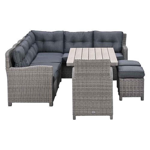 Garden Impressionslounge dining set Jaru 6-delig rechts - light teak vironwood