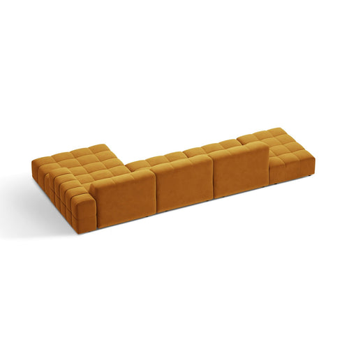 Cosmopolitan Design - Rechter hoekbank Chicago 5-zits, flueel geel - 167x348x78cm