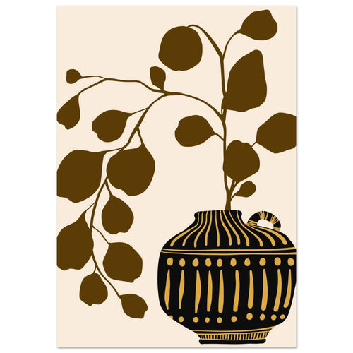 Artfulprints Poster Boho – Golden vase   - A4 21x29.7 cm - Bruin