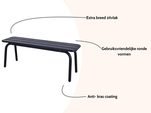 MaximaVida metalen tuinbank Max 120 cm zwart - zonder rugleuning - vtwonen shop